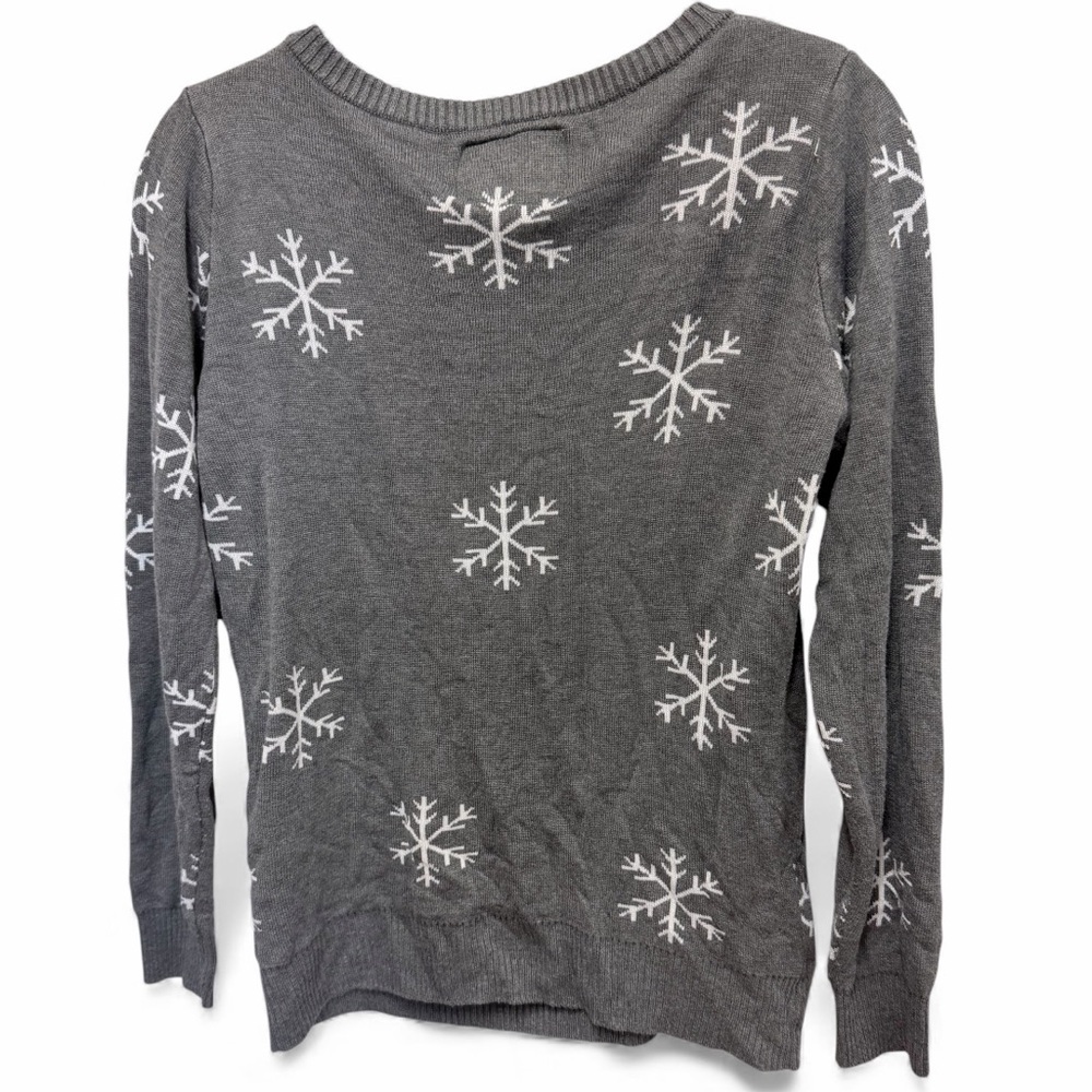 Tipsy Elves Sequined Snow Day Ugly Christmas Sweater snowman & snowflakes size M - Picture 3 of 10